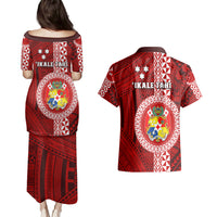 Tonga Rugby Couples Matching Puletasi Dress and Hawaiian Shirt World Cup 2023 Coat Of Arms Ngatu Pattern LT05 - Polynesian Pride