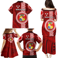 Tonga Rugby Family Matching Puletasi Dress and Hawaiian Shirt World Cup 2023 Coat Of Arms Ngatu Pattern LT05 - Polynesian Pride