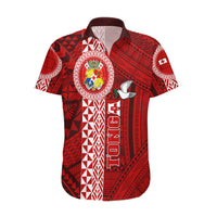 Custom Tonga Rugby Hawaiian Shirt World Cup 2023 Coat Of Arms Ngatu Pattern LT05 Red - Polynesian Pride