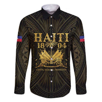 Haiti 1804 Family Matching Mermaid Dress and Hawaiian Shirt Polynesian Gold Neg Maron LT05 Dad's Shirt - Long Sleeve Gold - Polynesian Pride
