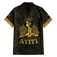 Haiti 1804 Family Matching Off The Shoulder Long Sleeve Dress and Hawaiian Shirt Polynesian Gold Neg Maron