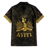 Haiti 1804 Family Matching Off Shoulder Maxi Dress and Hawaiian Shirt Polynesian Gold Neg Maron