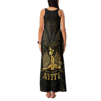 Haiti 1804 Family Matching Tank Maxi Dress and Hawaiian Shirt Polynesian Gold Neg Maron