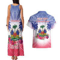 Personalised Haiti Independence Day Couples Matching Tank Maxi Dress and Hawaiian Shirt Neg Maron Polynesian Style LT05