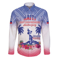 Personalised Haiti Independence Day Family Matching Long Sleeve Bodycon Dress and Hawaiian Shirt Neg Maron Polynesian Style LT05 Dad's Shirt - Long Sleeve Blue - Polynesian Pride