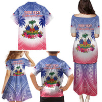 Personalised Haiti Independence Day Family Matching Puletasi and Hawaiian Shirt Neg Maron Polynesian Style LT05 - Polynesian Pride