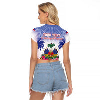 Personalised Haiti Independence Day Raglan Cropped T Shirt Neg Maron Polynesian Style LT05