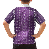 Purple Samoa Malu Tattoo Inspired Family Matching Long Sleeve Bodycon Dress and Hawaiian Shirt - Polynesian Pride