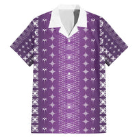 Purple Samoa Malu Tattoo Inspired Family Matching Mermaid Dress and Hawaiian Shirt LT05 Dad's Shirt - Short Sleeve Purple - Polynesian Pride
