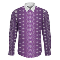 Purple Samoa Malu Tattoo Inspired Family Matching Off The Shoulder Long Sleeve Dress and Hawaiian Shirt - Polynesian Pride