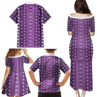 Purple Samoa Malu Tattoo Inspired Family Matching Puletasi and Hawaiian Shirt LT05 - Polynesian Pride