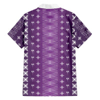 Purple Samoa Malu Tattoo Inspired Family Matching Short Sleeve Bodycon Dress and Hawaiian Shirt - Polynesian Pride