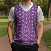 Purple Samoa Malu Tattoo Inspired Christmas Knitted V-Neck Vest LT05 - Polynesian Pride