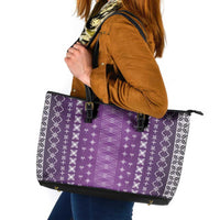 Purple Samoa Malu Tattoo Inspired Leather Tote Bag LT05 Purple - Polynesian Pride