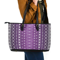 Purple Samoa Malu Tattoo Inspired Leather Tote Bag LT05 - Polynesian Pride