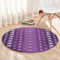 Purple Samoa Malu Tattoo Inspired Round Carpet - Polynesian Pride