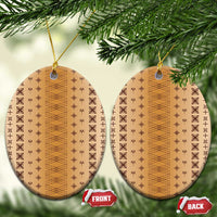 Beige Samoa Malu Tattoo Inspired Ceramic Ornament LT05 Oval Beige - Polynesian Pride