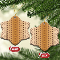 Beige Samoa Malu Tattoo Inspired Ceramic Ornament LT05 Snow Flake Beige - Polynesian Pride