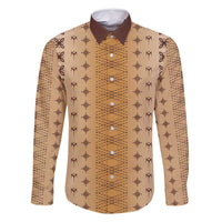 Beige Samoa Malu Tattoo Inspired Family Matching Long Sleeve Bodycon Dress and Hawaiian Shirt - Polynesian Pride