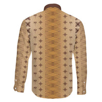 Beige Samoa Malu Tattoo Inspired Family Matching Long Sleeve Bodycon Dress and Hawaiian Shirt LT05 - Polynesian Pride
