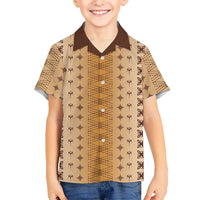 Beige Samoa Malu Tattoo Inspired Family Matching Long Sleeve Bodycon Dress and Hawaiian Shirt LT05 Son's Shirt Beige - Polynesian Pride