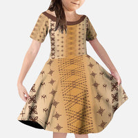 Beige Samoa Malu Tattoo Inspired Family Matching Mermaid Dress and Hawaiian Shirt - Polynesian Pride