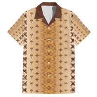 Beige Samoa Malu Tattoo Inspired Family Matching Off Shoulder Maxi Dress and Hawaiian Shirt LT05 Dad's Shirt - Short Sleeve Beige - Polynesian Pride