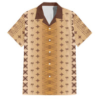 Beige Samoa Malu Tattoo Inspired Family Matching Short Sleeve Bodycon Dress and Hawaiian Shirt LT05 Dad's Shirt - Short Sleeve Beige - Polynesian Pride