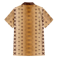 Beige Samoa Malu Tattoo Inspired Family Matching Short Sleeve Bodycon Dress and Hawaiian Shirt LT05 - Polynesian Pride
