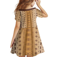 Beige Samoa Malu Tattoo Inspired Family Matching Tank Maxi Dress and Hawaiian Shirt LT05 - Polynesian Pride