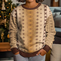 Beige Samoa Malu Tattoo Inspired Kid Ugly Christmas Sweater LT05 - Polynesian Pride