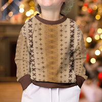 Beige Samoa Malu Tattoo Inspired Kid Ugly Christmas Sweater LT05 - Polynesian Pride
