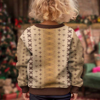 Beige Samoa Malu Tattoo Inspired Kid Ugly Christmas Sweater LT05 - Polynesian Pride