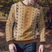 Beige Samoa Malu Tattoo Inspired Ugly Christmas Sweater - Polynesian Pride