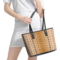 Beige Samoa Malu Tattoo Inspired Leather Tote Bag LT05 - Polynesian Pride