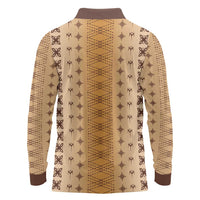 Beige Samoa Malu Tattoo Inspired Long Sleeve Polo Shirt LT05 - Polynesian Pride