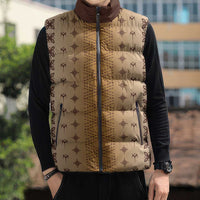 Beige Samoa Malu Tattoo Inspired Sleeveless Puffer Jacket LT05 - Polynesian Pride