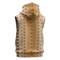 Beige Samoa Malu Tattoo Inspired Sleeveless Zip Hoodie - Polynesian Pride