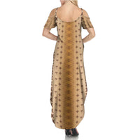 Beige Samoa Malu Tattoo Inspired Summer Maxi Dress LT05 - Polynesian Pride