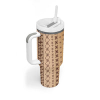 Beige Samoa Malu Tattoo Inspired Tumbler With Handle LT05 - Polynesian Pride