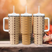 Beige Samoa Malu Tattoo Inspired Tumbler With Handle LT05 - Polynesian Pride