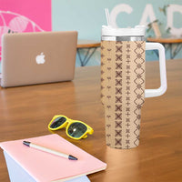 Beige Samoa Malu Tattoo Inspired Tumbler With Handle LT05 - Polynesian Pride