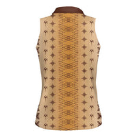 Beige Samoa Malu Tattoo Inspired Women Sleeveless Polo Shirt LT05 - Polynesian Pride