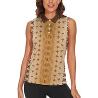 Beige Samoa Malu Tattoo Inspired Women Sleeveless Polo Shirt LT05 - Polynesian Pride