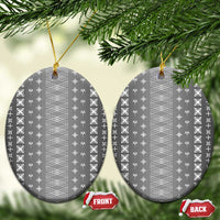 Black Samoa Malu Tattoo Inspired Ceramic Ornament LT05 Oval Black - Polynesian Pride
