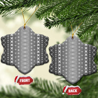 Black Samoa Malu Tattoo Inspired Ceramic Ornament LT05 Snow Flake Black - Polynesian Pride