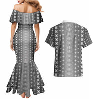 Black Samoa Malu Tattoo Inspired Couples Matching Mermaid Dress and Hawaiian Shirt - Polynesian Pride