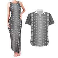 Black Samoa Malu Tattoo Inspired Couples Matching Tank Maxi Dress and Hawaiian Shirt - Polynesian Pride