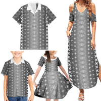 Black Samoa Malu Tattoo Inspired Family Matching Summer Maxi Dress and Hawaiian Shirt LT05 - Polynesian Pride