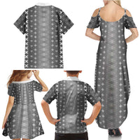 Black Samoa Malu Tattoo Inspired Family Matching Summer Maxi Dress and Hawaiian Shirt LT05 - Polynesian Pride